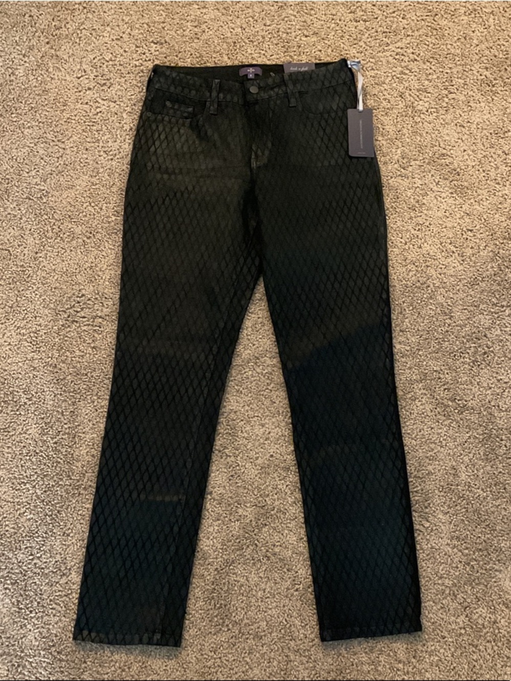 NYDJ Black Textured Skinny Jeans